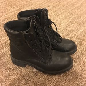 Black combat boots